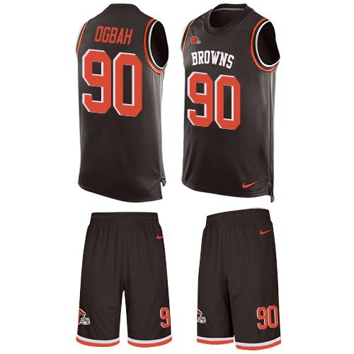 Nike Browns #90 Emmanuel Ogbah Brown Team Color Men's Stitched NFL Limited Tank Top Suit Jersey - Click Image to Close